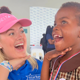 caylyn turner poses with young girl wearing hearing aid
