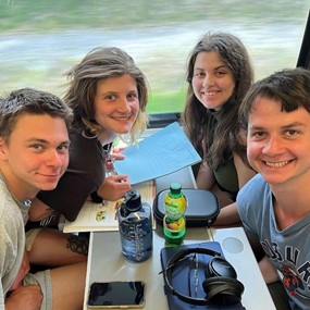 Students travel by train in Vienna