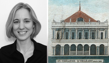 Juliane Braun and an illustration of an 1826 New Orleans theater