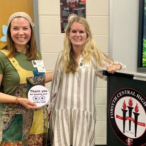 Molly Welch at a speaking event at Forsyth Central High School