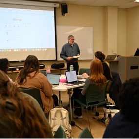 Dr. Scott Phillips teaching Intro to Theatre 