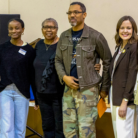 Faculty and students from the Department of Theatre and Dance standing together after a performance