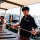Student composer Josh Boyd playing an instrument