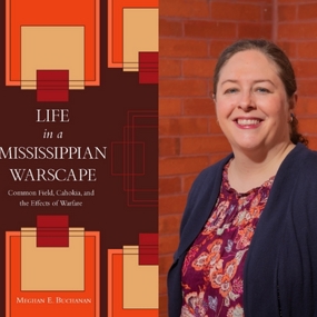 Meghan Buchanan and the cover of her book