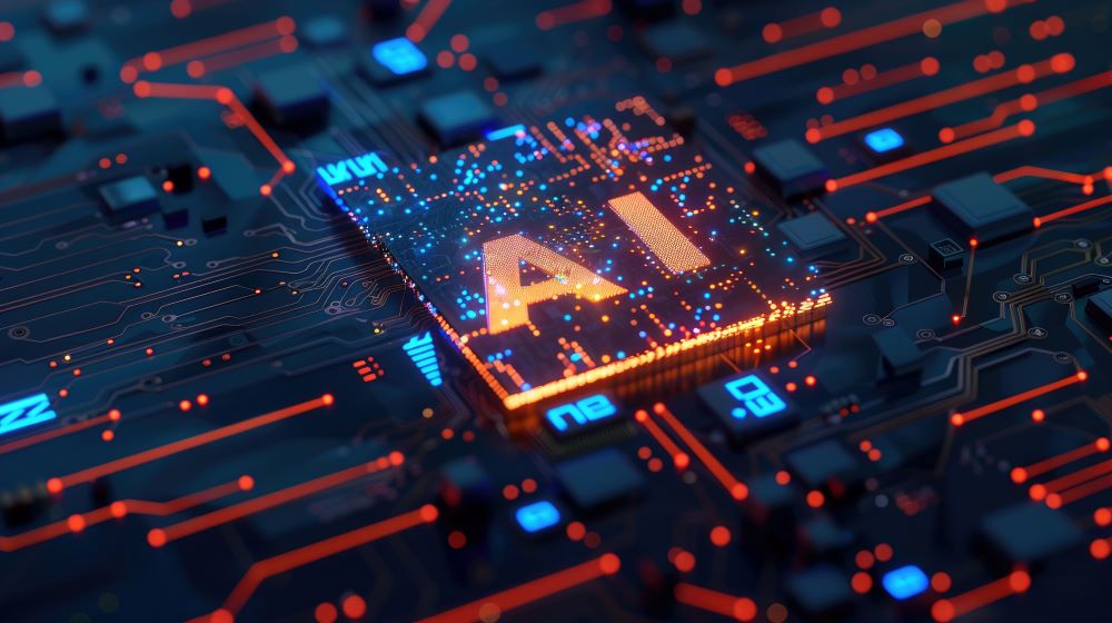 Artificial intelligence computer chip in a circuit board