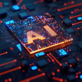 Artificial intelligence computer chip in a circuit board