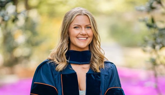 Brucie Porter in doctoral graduation regalia