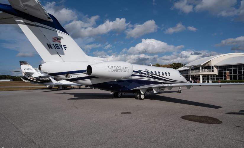Jet parked on a runway
