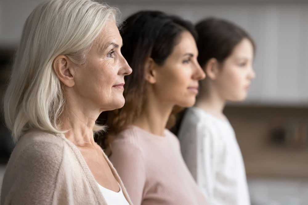 Three generations of women from childhood to late adulthood