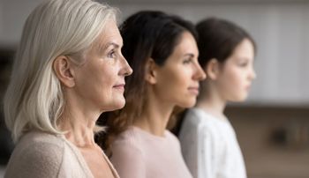 Three generations of women from childhood to late adulthood