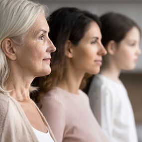 Three generations of women from childhood to late adulthood