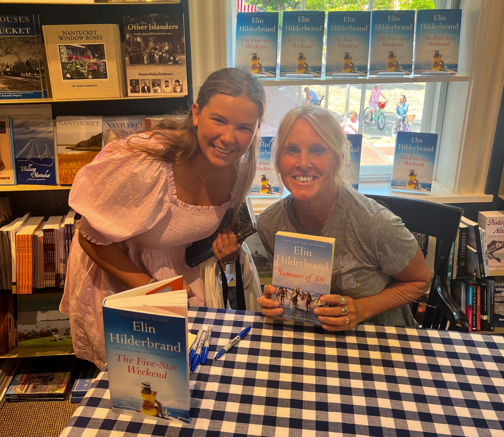 Natalie Smith meets author Elin Hilderbrand at a book signing in Nantucket