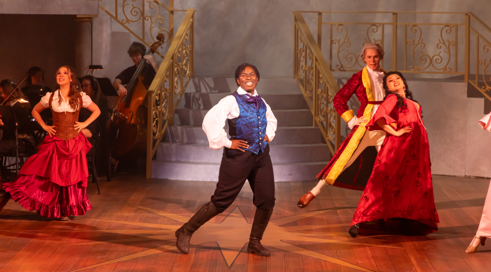 Theatre students performing Great Comet on stage