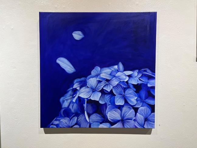 Painting of a blue hydrangea