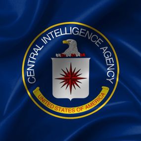 Central Intelligence Agency seal on a blue flag