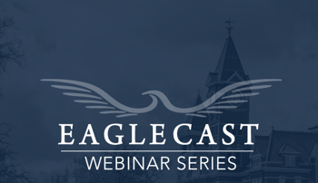 Text that says Eagle Cast Webinar Series on a navy background