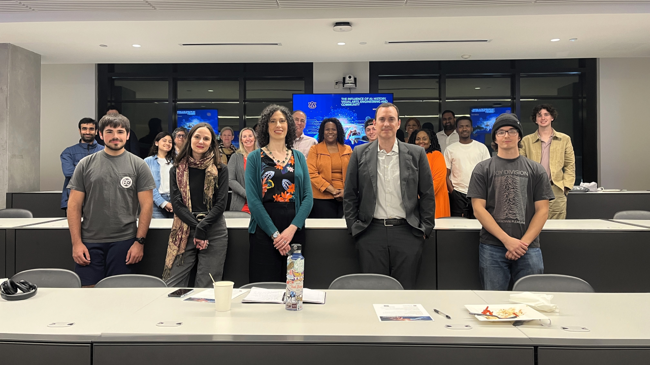 Auburn faculty and community members at the November AI Cafe