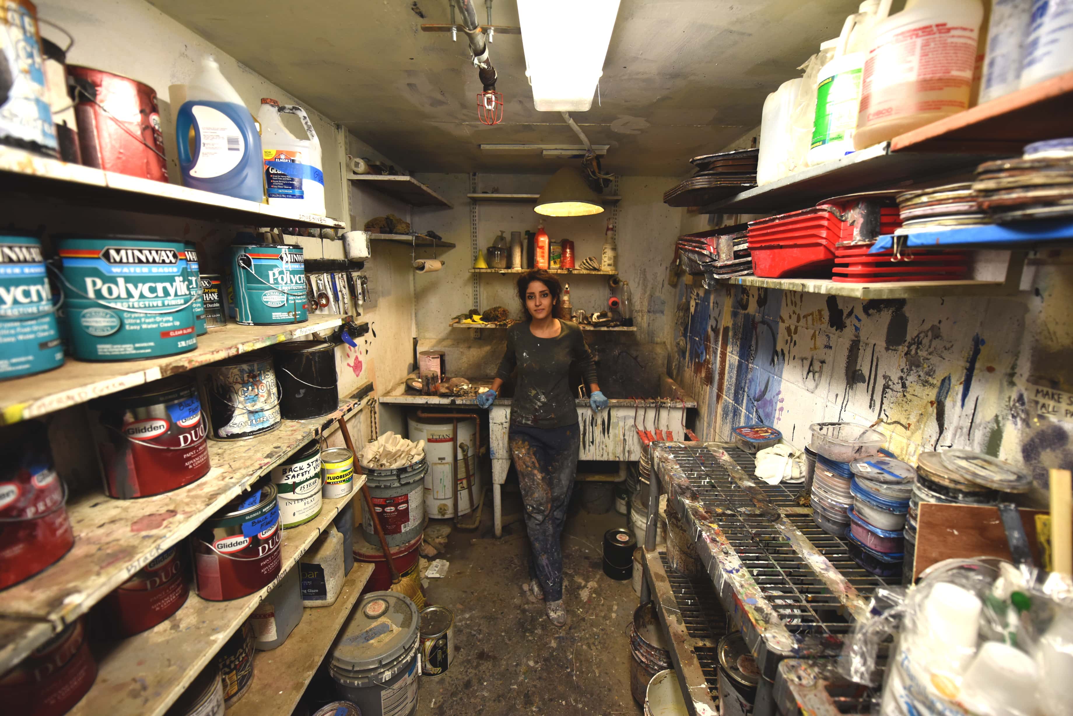 Visiting artist in the paint room