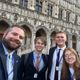 Matt Clary and students outside the Brussels Forum