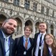Matt Clary and students outside the Brussels Forum