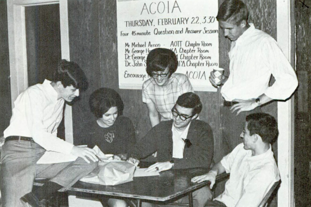 Students taking a break at the 1968 Auburn Conference on International Affairs