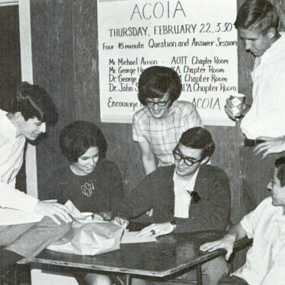 Students taking a break at the 1968 Auburn Conference on International Affairs