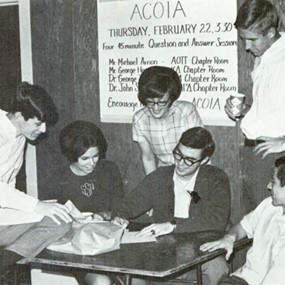 Students taking a break at the 1968 Auburn Conference on International Affairs