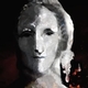 a stone statue of a woman with a burning fire in background